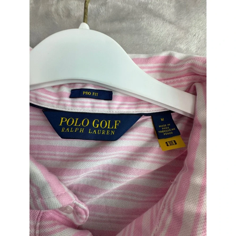Polo Golf‎ Ralph Lauren Mens Pro Fit Striped Polo Shirt Pink White Medium M